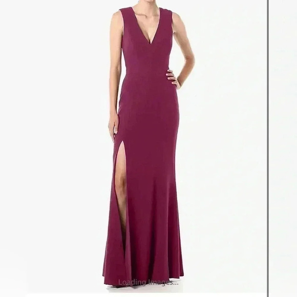Dress the Population Women's Sandra Plunging Gown with Slit Dress size S - Picture 1 of 7